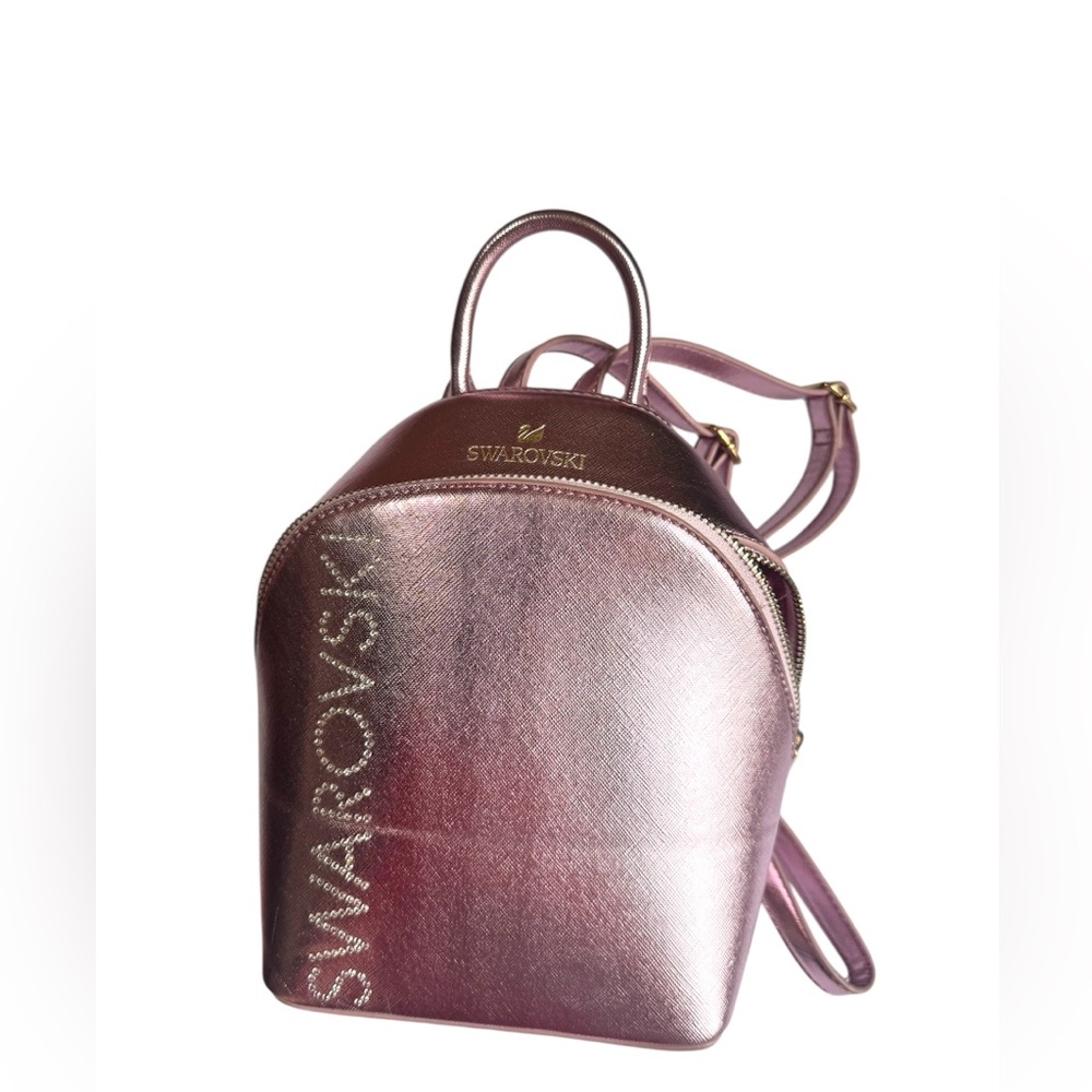 Swarovski NEW Sparkling Crystals Mini Backpack Bag Saffiano Vegan Leather Pink